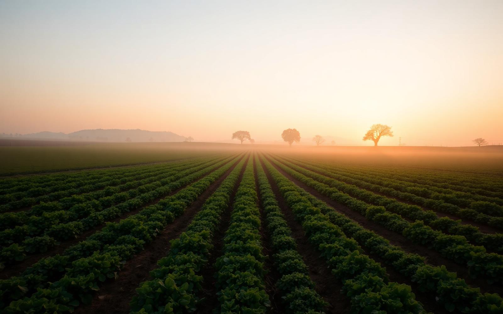 Campo agrícola alentejano ao nascer do sol